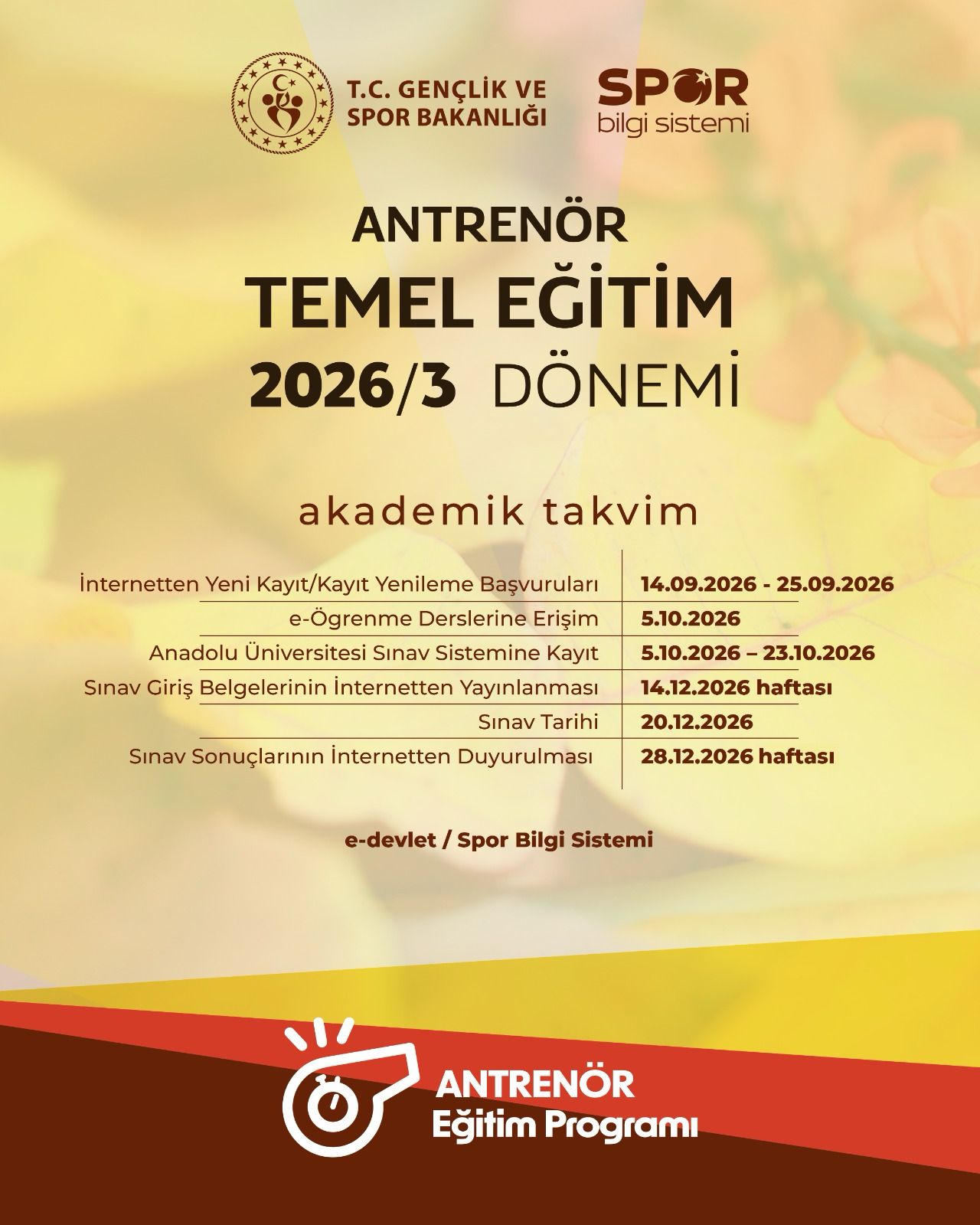 Antrenör ve Antrenör Adaylarının Dikkatine!!!